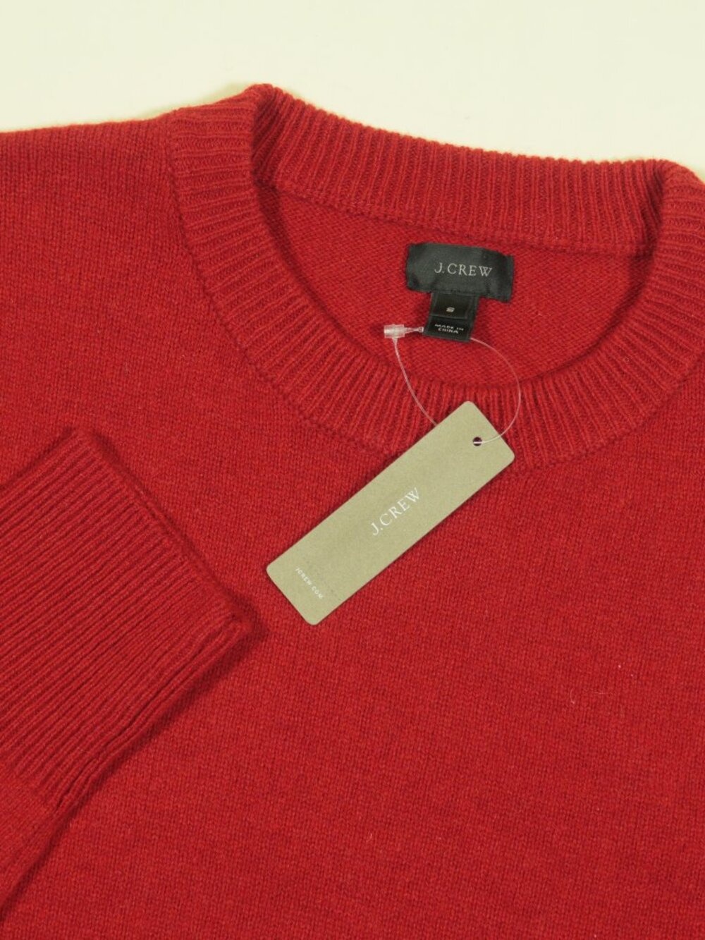 J Crew Lambs Wool Crewneck Seater Mens S Brick Red Knit Ribbed Hem New
